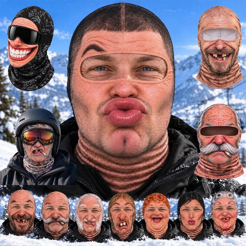 Funny old man 3D face ski mask balaclava