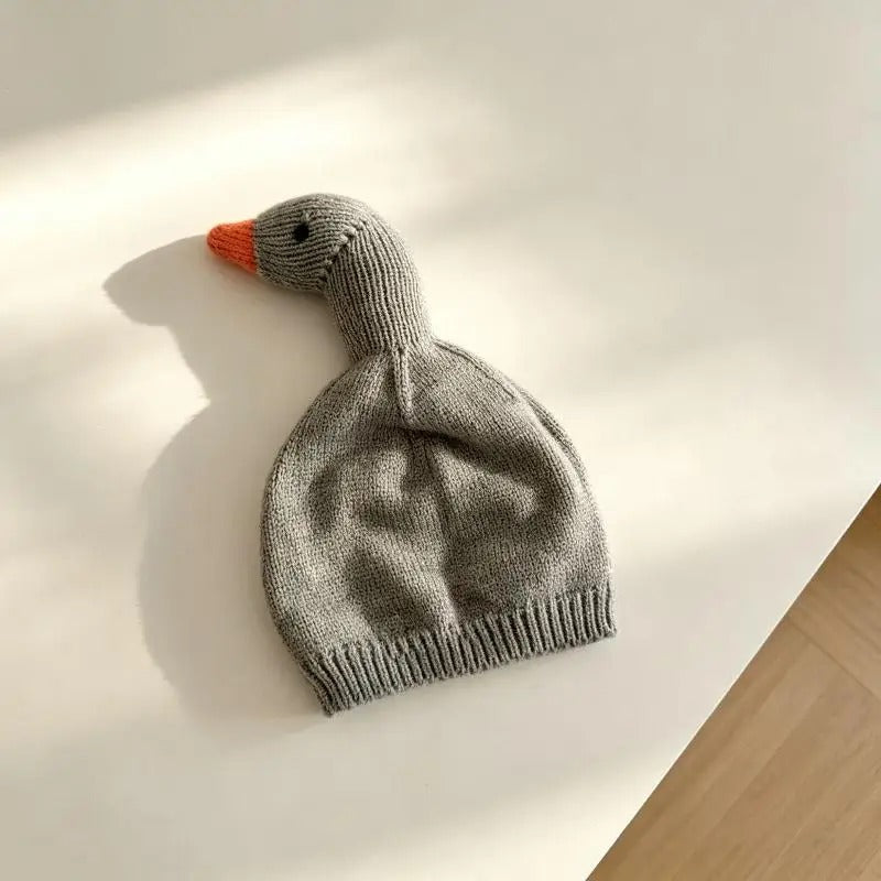 Grey duck knit beanie