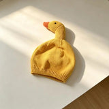 Yellow duck knit beanie